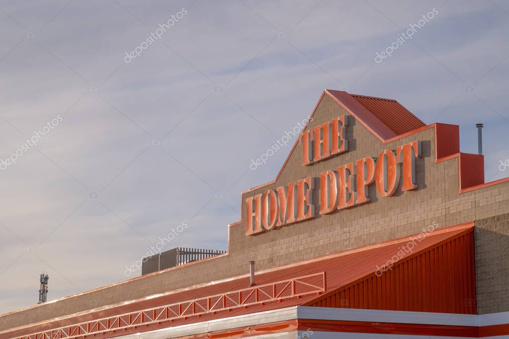 October 2 2025 - Calgary Alberta Canada - Home Depot Logo on Wall