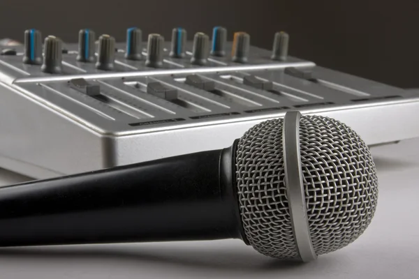 Microphone with mixer — Stock Photo, Image