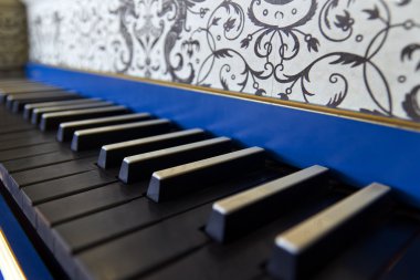 Old harpsichord keyboard, close-up view clipart