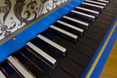 Old harpsichord keyboard, close-up view clipart