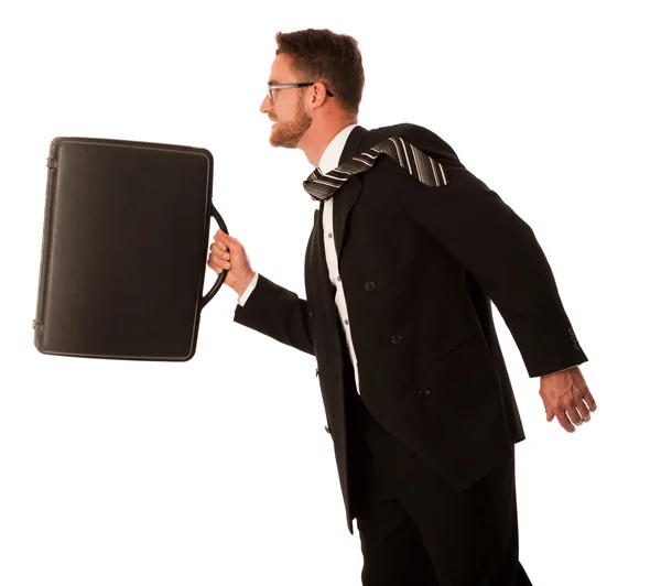 Bei çalıştıran başarılı işadamı resmi takım elbise ve evrak çantası, — Stok fotoğraf