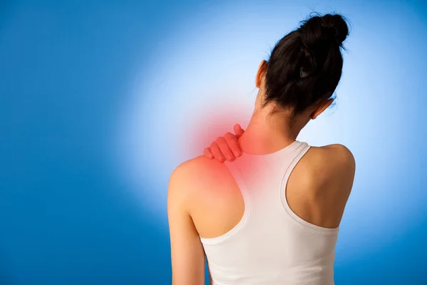 Waman met pijn in haar nek — Stockfoto