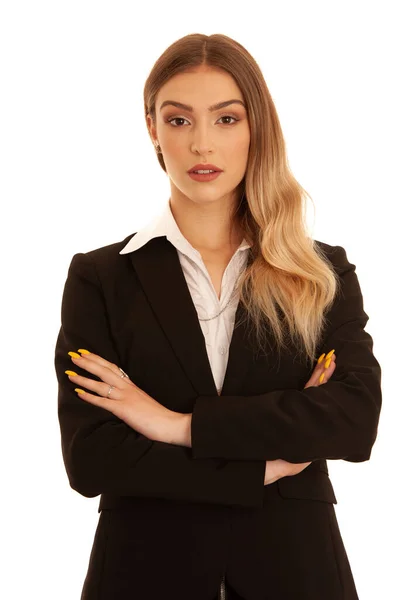 Junge Geschäftsfrau Business Kleid Isoliert Über Weißem Hintergrund — Stockfoto