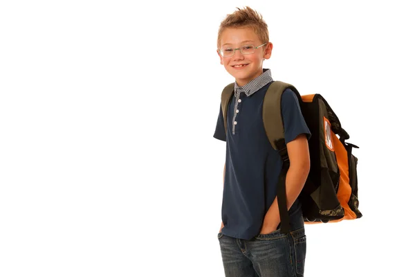 School boy isolated over white background — Stock Photo, Image