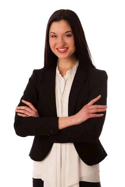 Retrato de una hermosa mujer de negocios asiática feliz aislada sobre —  Fotos de Stock