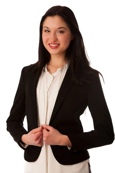 Retrato de una hermosa mujer de negocios asiática feliz aislada sobre — Foto de Stock