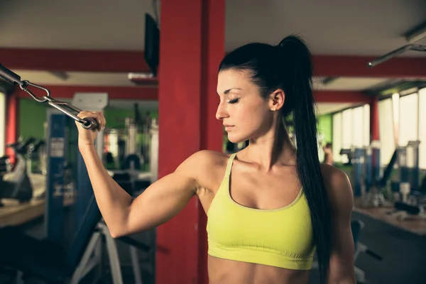 Hermosa mujer en forma haciendo ejercicio en el gimnasio - chica en forma —  Fotos de Stock