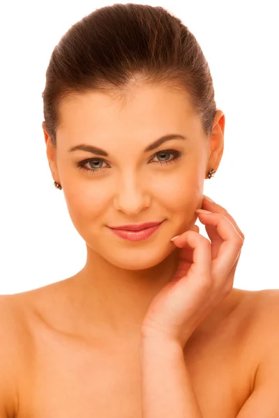 Retrato de estudio de belleza de mujer caucásica atractiva con marrón — Foto de Stock