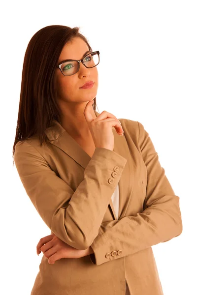 Retrato de atractiva mujer de negocios con gafas, aislado en —  Fotos de Stock