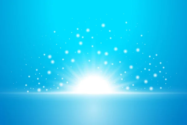 Luz Azul Del Amanecer Rayos Brillantes Del Sol Destellos Brillantes — Foto de Stock