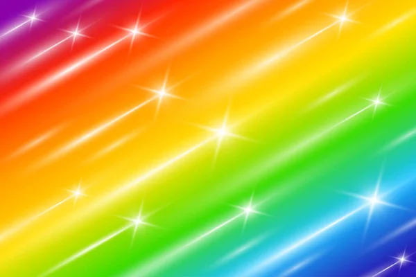 Hermosas Estrellas Voladoras Sobre Fondo Abstracto Color Arco Iris Papel — Vector de stock