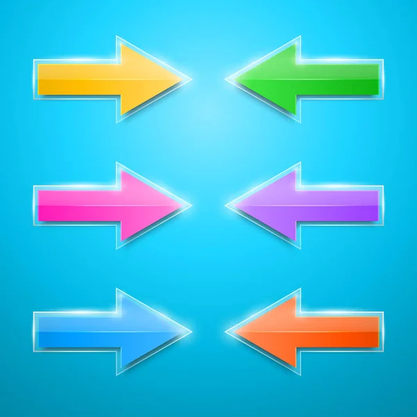 Web işi bilgi grafikleri için cam ok simgesi. Renk işaretleyici vektör kümesi.