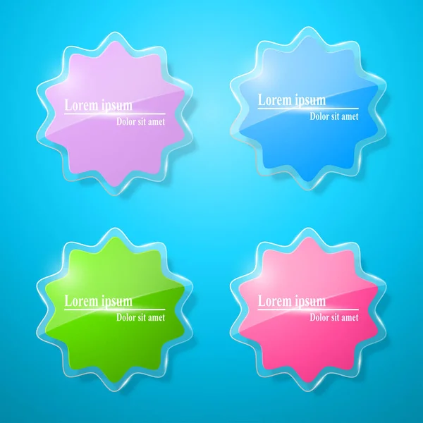 Set Vettore Bolla Vocale Colore Realistico Banner Poliedro Icone Vetro — Vettoriale Stock