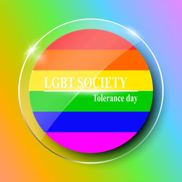 Realistic Lgbt Banner Glass Icons Rainbow Background Color Circle Speech — Stock Vector