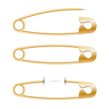 Vektör altın pin beyaz zemin üzerinde izole edildi. Gerçekçi vektör illüstrasyonu.