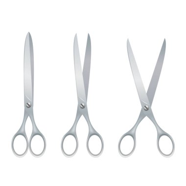 İzole edilmiş beyaz arka planda çelik makas kümesi