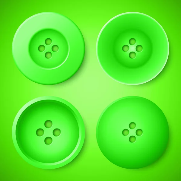 Векторные Изолированные Зеленые Кнопки Одежды Зеленом Фоне Реалистичная Векторная Иллюстрация — стоковый вектор