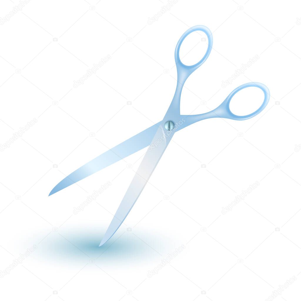 Vector realistic steel scissors on a white background