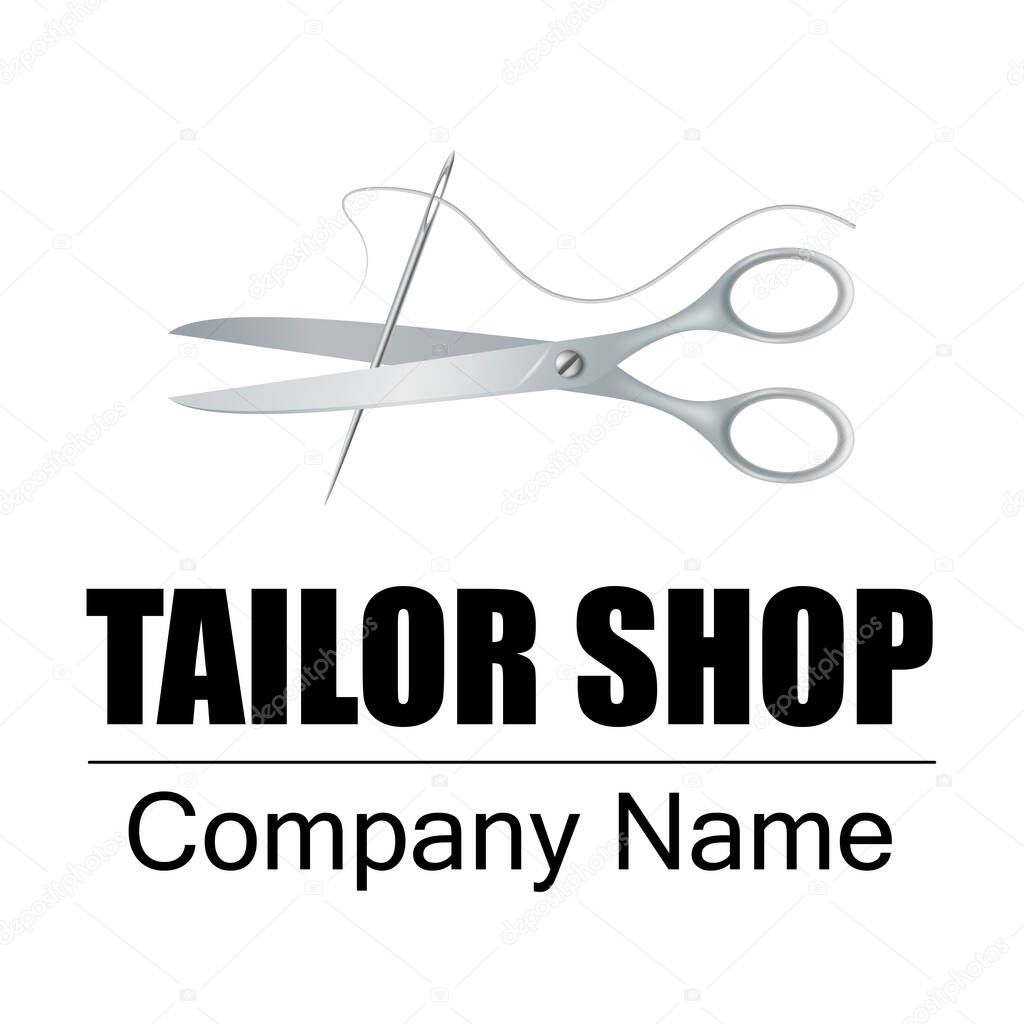 Logo atelier tailoring. Black and white vector isolated logotype on a white background.