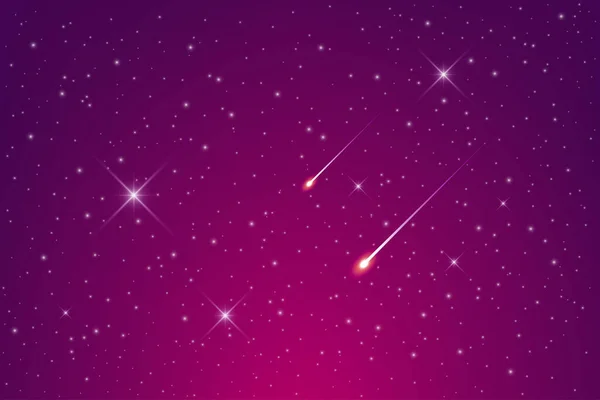 Comete Volanti Sullo Sfondo Bellissimo Sfondo Galattico Polvere Stellare Stelle — Vettoriale Stock