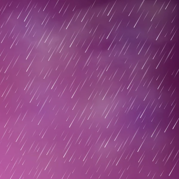 Ilustração Realista Chuva Noturna Outono Céu Roxo Vetor Quadrado Fundo — Vetor de Stock