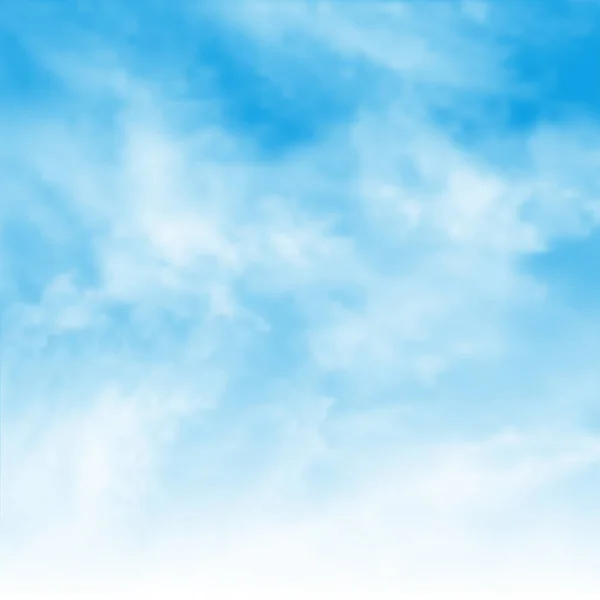 Sonniger Hintergrund Blauer Himmel Mit Weißen Wolken Und Sonne Realistisches — Stockvektor