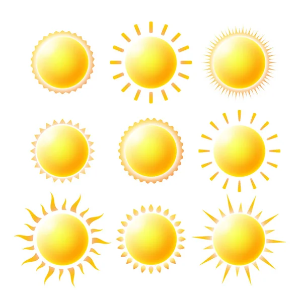 Isolated Sun Icon Set White Background — Stock Vector