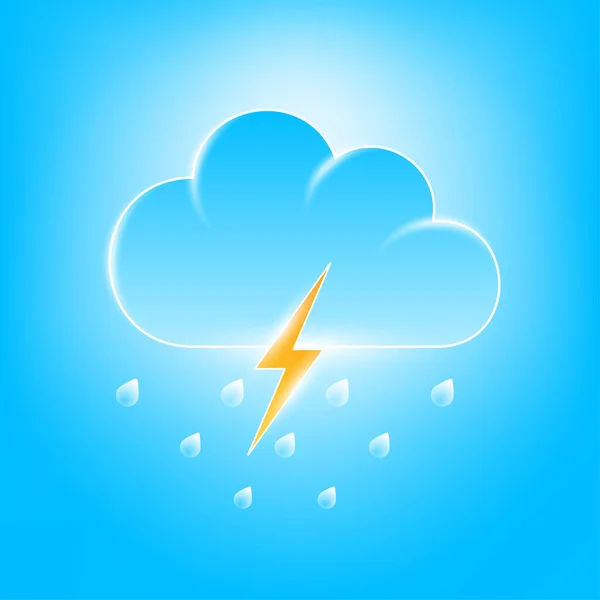Vereinzelte Farbsymbole Von Wolken Regen Und Blitz Auf Blauem Hintergrund — Stockvektor