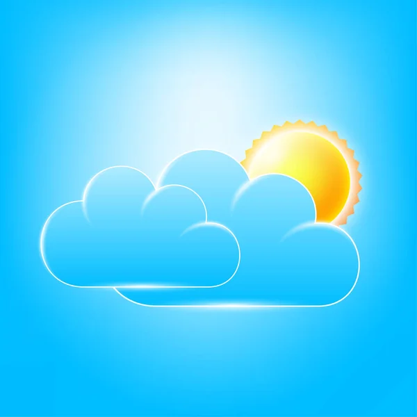 Sol Realista Logotipo Vetor Ícone Nuvens — Vetor de Stock