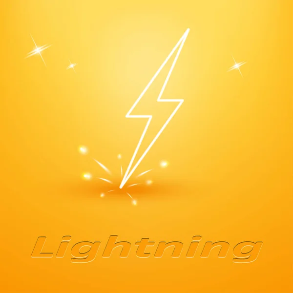 Lightning Bolt Logo Sparks Vector Yellow Background — Stock Vector