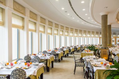 Kislovodsk, Rusya. 9 Ocak 2018. Şafak Sanatoryumu. Restoranda öğle yemeği..