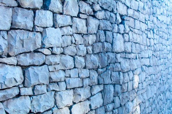 Stone Wall Large Unpolished Stones Leaving Distance — Stock Photo, Image