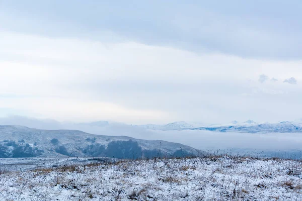 Kislovodsk Russia December 2018 Majestic Mountain Peaks Fog — Stock Photo, Image