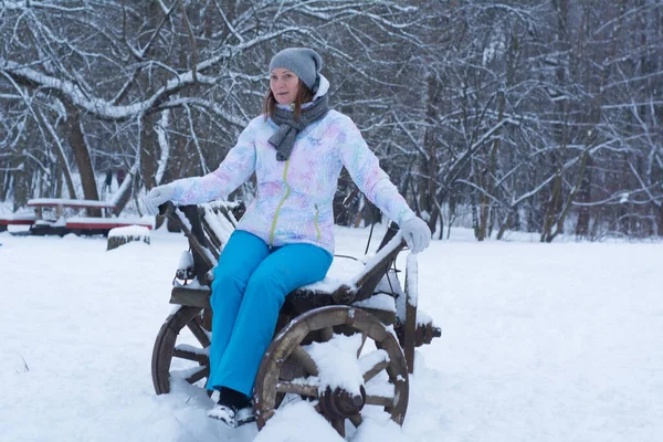 Moskou Rusland Januari 2018 Mooie Jaar Oude Vrouw Een Winter — Stockfoto
