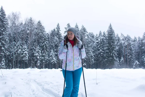 Rusland Opalikha Januari 2021 Portret Van Een Vrouwelijke Skiër Het — Stockfoto