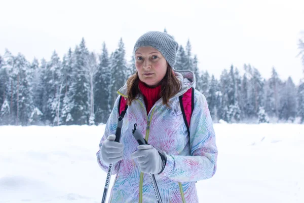 Rusland Opalikha Januari 2021 Portret Van Een Vrouwelijke Skiër Het — Stockfoto
