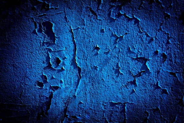 Vieja Pared Azul Manchas Grietas Manchas Pared Hormigón Pintado Loft — Foto de Stock