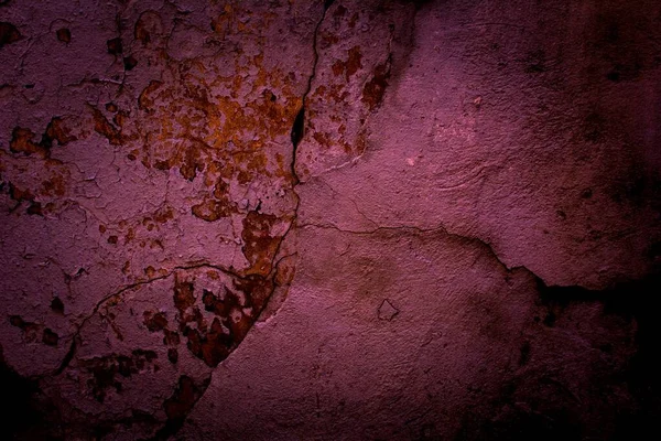 Vieux Mur Rouge Taches Fissures Taches Mur Béton Peint Dans — Photo