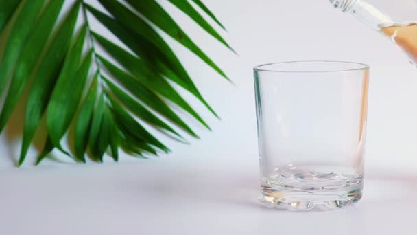 Água limpa está derramando em um copo Detox e verão refresco bebidas conceito. Close-up — Vídeo de Stock