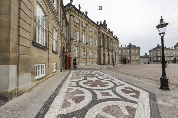 COPENHAGEN, DENMARK-SEPTEMBER 8: Castle Amalienborg with statue
