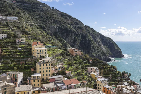 Riomaggiore wieś we Włoszech. Riomaggiore to jeden z pięciu znanych — Zdjęcie stockowe