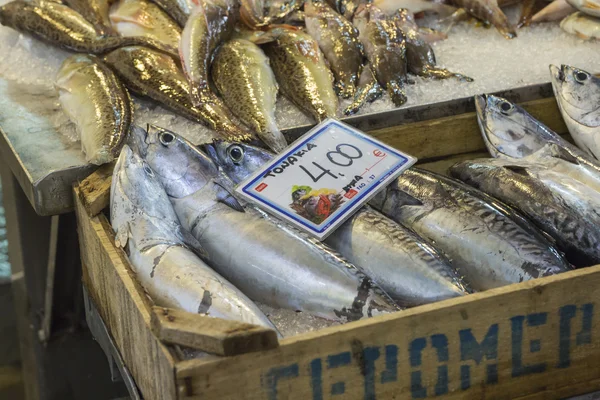 Pescado fresco en el mercado de pescado - Grecia —  Fotos de Stock