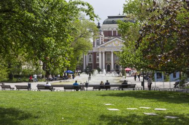 Sofia, Bulgaristan - 14 Nisan 2016 - Ivan Vazov Ulusal Tiyatro ben