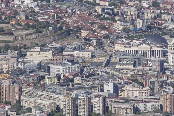 Vista aérea do centro da cidade de Skopje - Macedónia — Fotografia de Stock