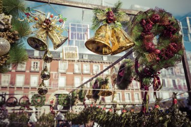 Madrid, İspanya ünlü Noel pazarı.