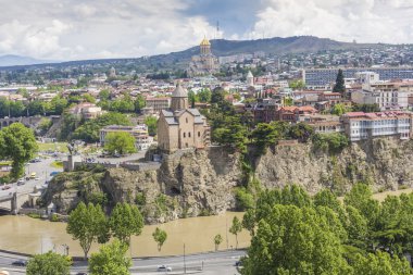 TBILISI, GEORGIA - MAY 07, 2016: Tbilisi city center aerial view