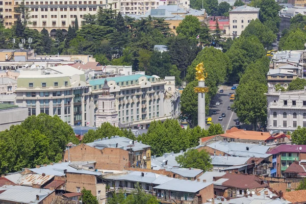 TBILISI, GEORGIA - MAY 07, 2016: Tbilisi city center aerial view — 스톡 사진