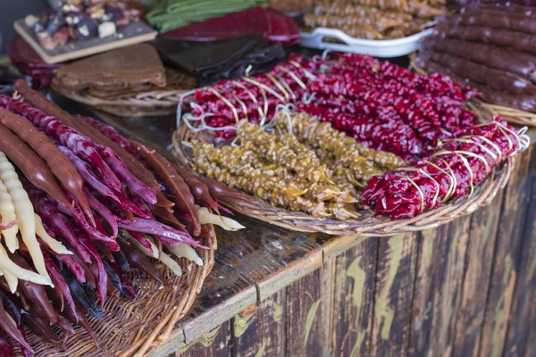 Churchkhela at the street market in Georgia — Stock Photo, Image