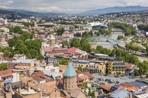 TBILISI, GEORGIA - MAY 07, 2016: Tbilisi city center aerial view — 스톡 사진