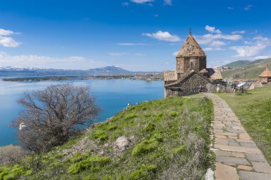 The 9th century Armenian monastery of Sevanavank at lake Sevan. clipart